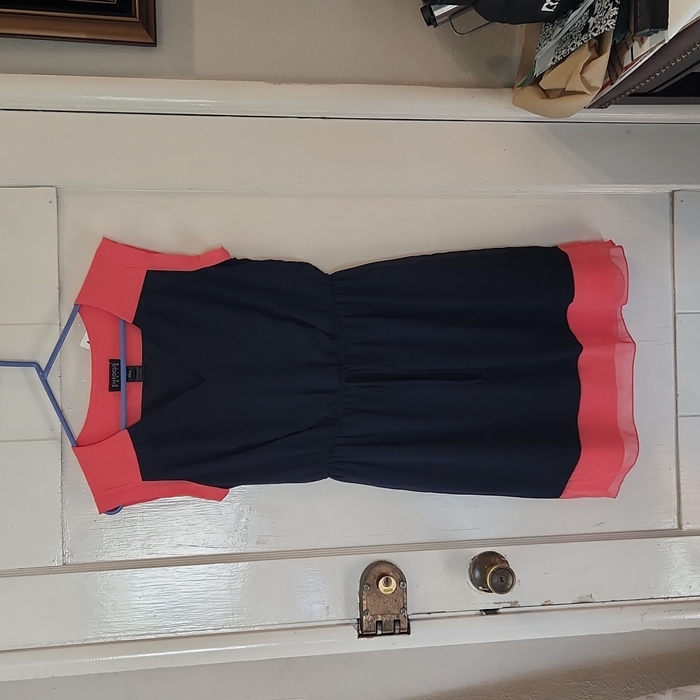 Cute Navy Blue and Pink Dress